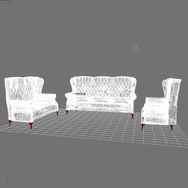 classic 3 piece chairs 3d model - CLASSIC CHAIR 3 PIECE SET by Carrara1